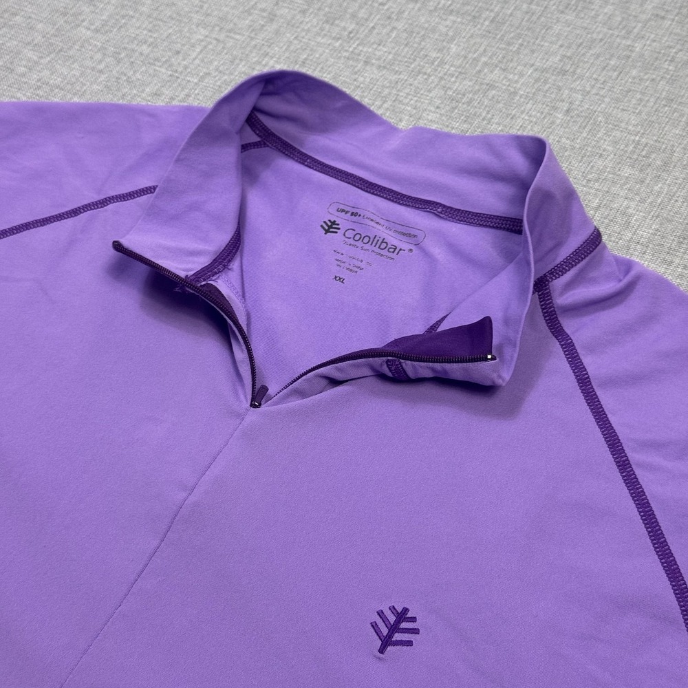 Coolibar Shirt Womens 2XL Purple 1/4 Zip Mock Neck UPF 50+ UV Protection